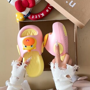 敲可爱卡通玩偶夏季女士外穿厚底拖鞋室内居家舒适时尚百搭一字拖