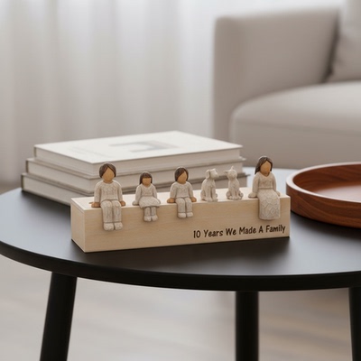 木质人家庭10年相伴桌面摆件