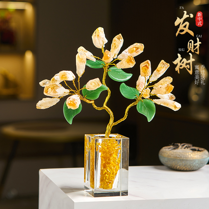 发财树摆件高级感客厅小众电视柜轻奢高档家居装饰品玄关招财酒柜