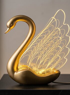 金色天鹅线描羽翼轻奢氛围灯