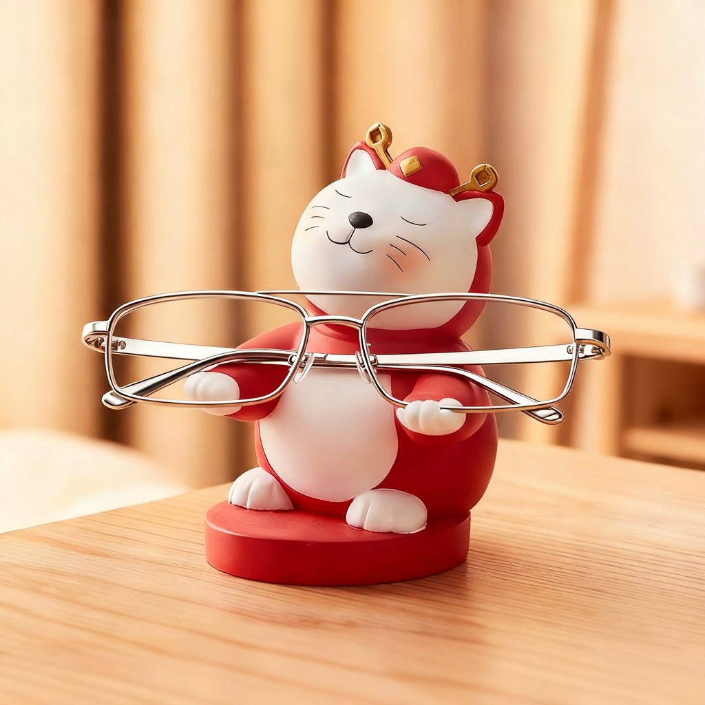 可爱招财猫笔筒办公桌面摆件