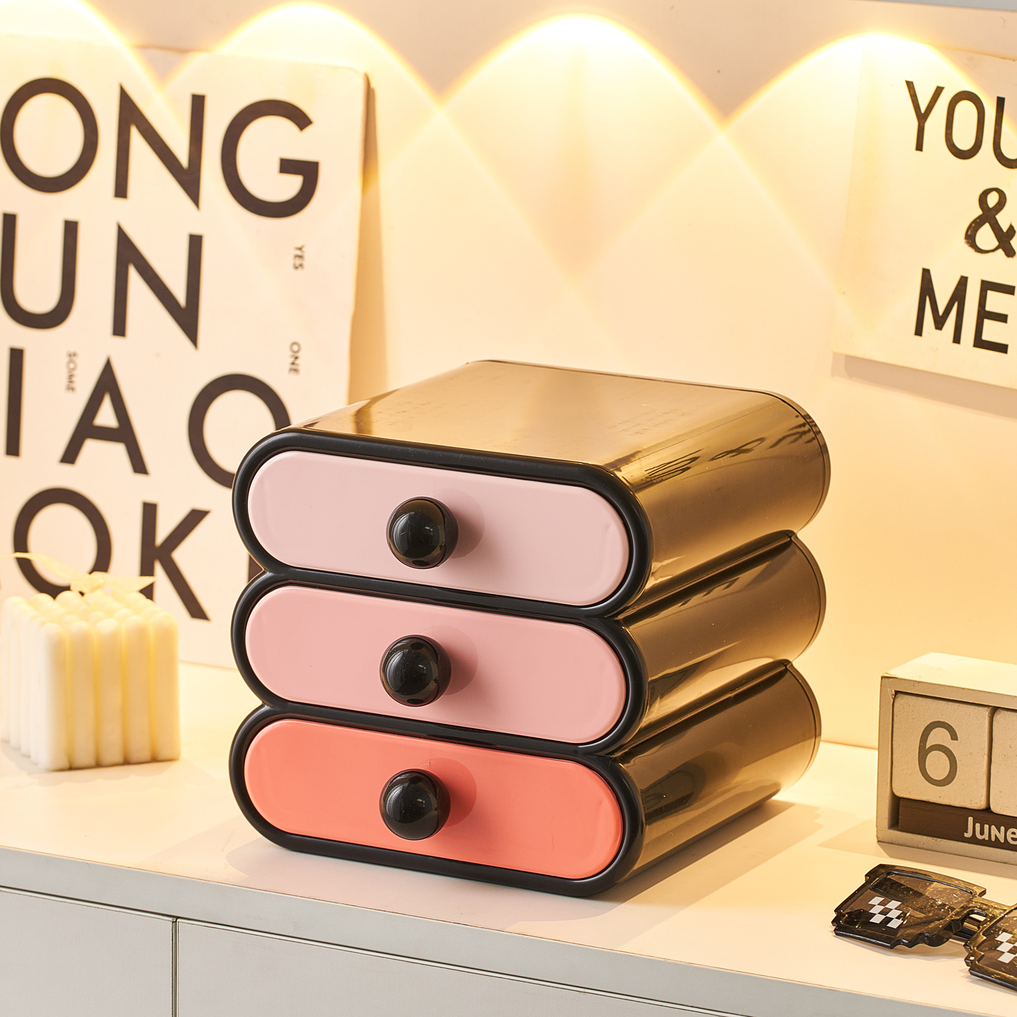 高级感小众玄关入户门口抽屉收纳盒鞋柜梳妆台桌面首饰化妆品轻奢