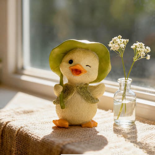 治愈卡通可爱小黄鸭子摆件办公桌面装饰品乡村田园微景观造景摆设