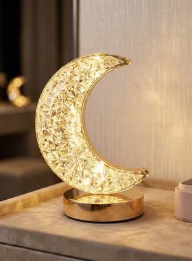 创意月亮水晶玻璃LED床头灯