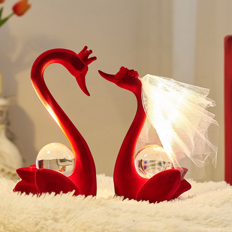 新婚长明灯卧室床头天鹅水晶灯