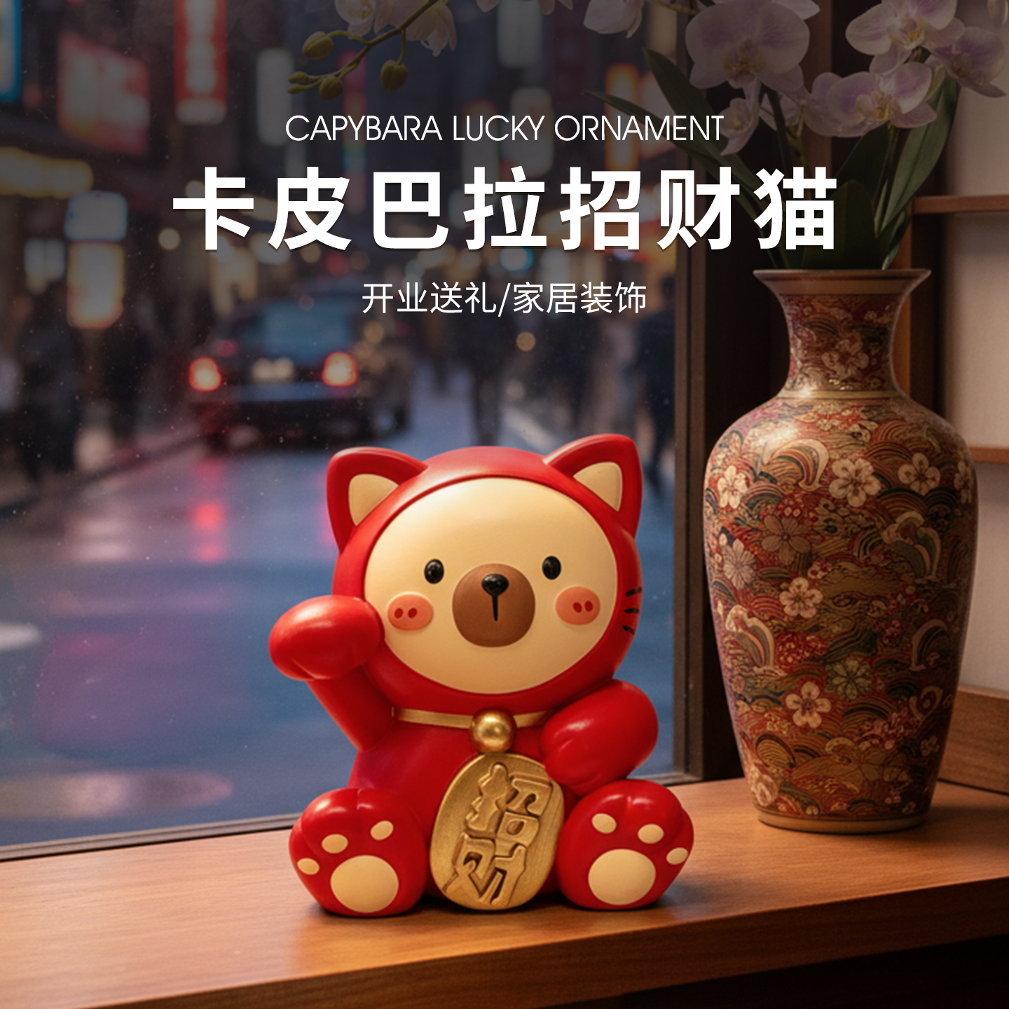 卡皮巴拉招财猫客厅c位装饰
