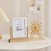 创意6寸相框木质摆台摆件卧室客厅办公室桌面可旋转家居装 饰礼物