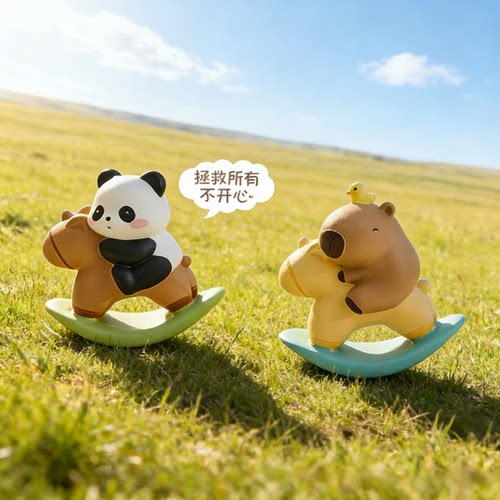 可爱治愈熊猫水豚桌面摆件