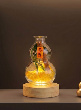 中式禅意玻璃葫芦招财LED灯串摆