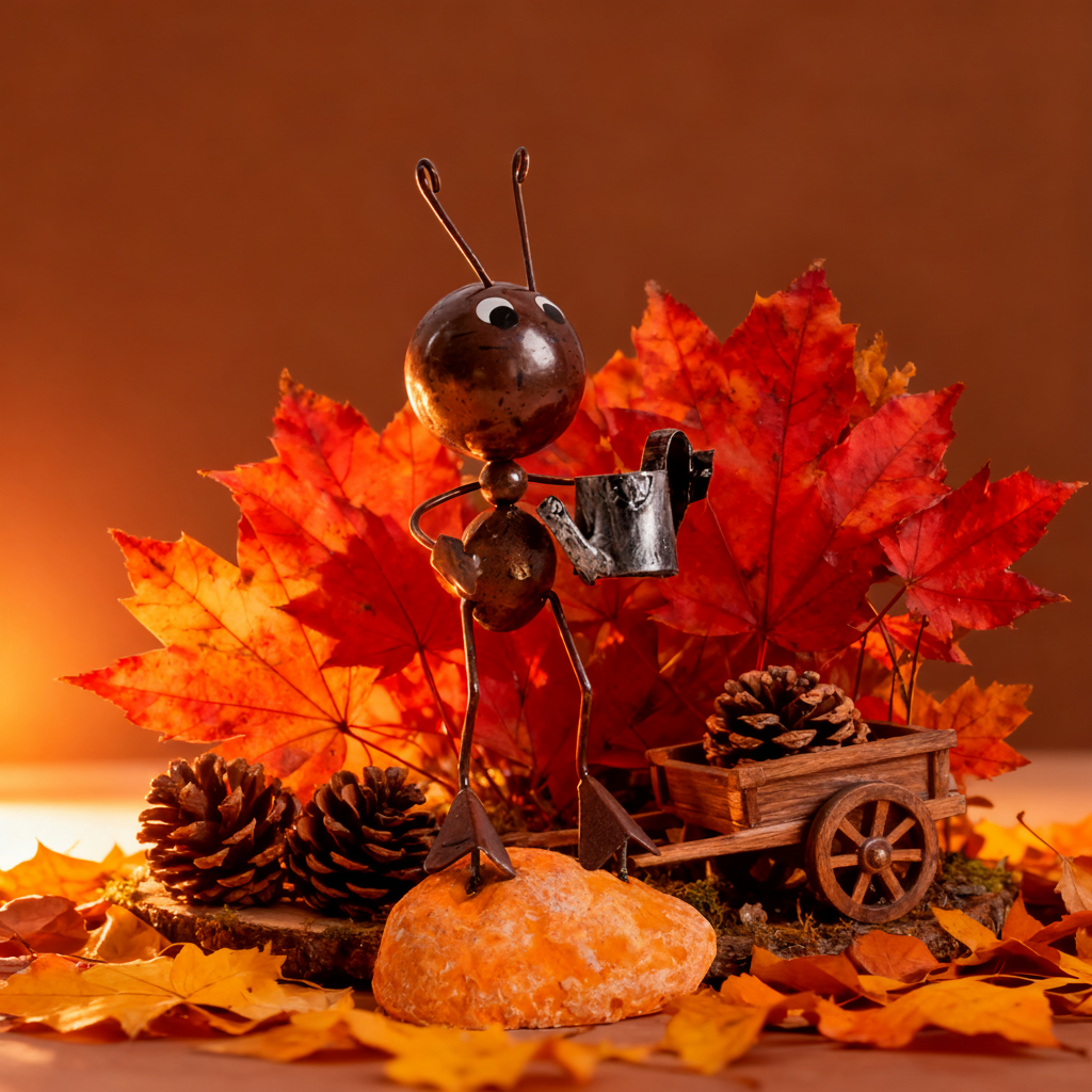 秋季主题金属蚂蚁摆件