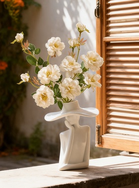 创意抽象女人物花瓶插花摆件