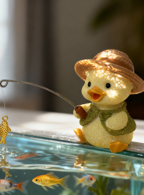 手工可爱小鸭毛绒钓鱼钥匙扣摆件