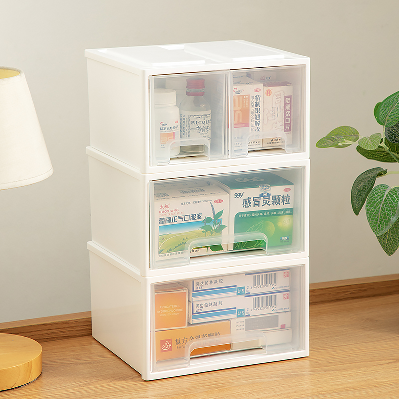 药箱家庭装抽屉式家用收纳柜大容量药品整理箱抗原检测试剂收纳盒