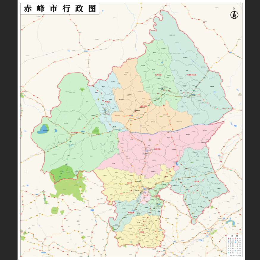 赤峰市地图高清电子版大尺寸高清地图jpg素材设计文件