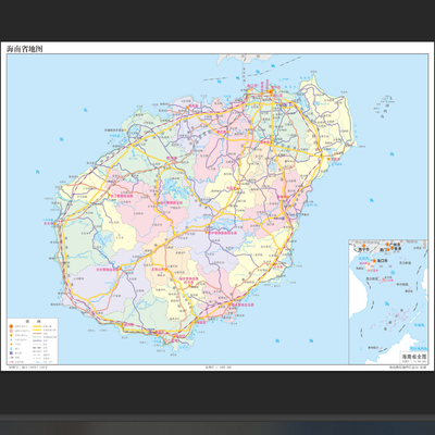 海南省地图电子版区划图高清市县街道交通路线素材设计文件