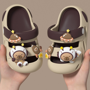 新款 卡皮巴拉儿童凉拖鞋 女童男宝宝防滑超轻包头凉鞋 婴幼童洞洞鞋