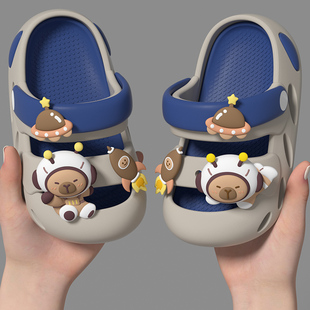 卡皮巴拉儿童洞洞鞋男童防滑包头凉鞋女宝宝幼童中小童超轻凉拖鞋