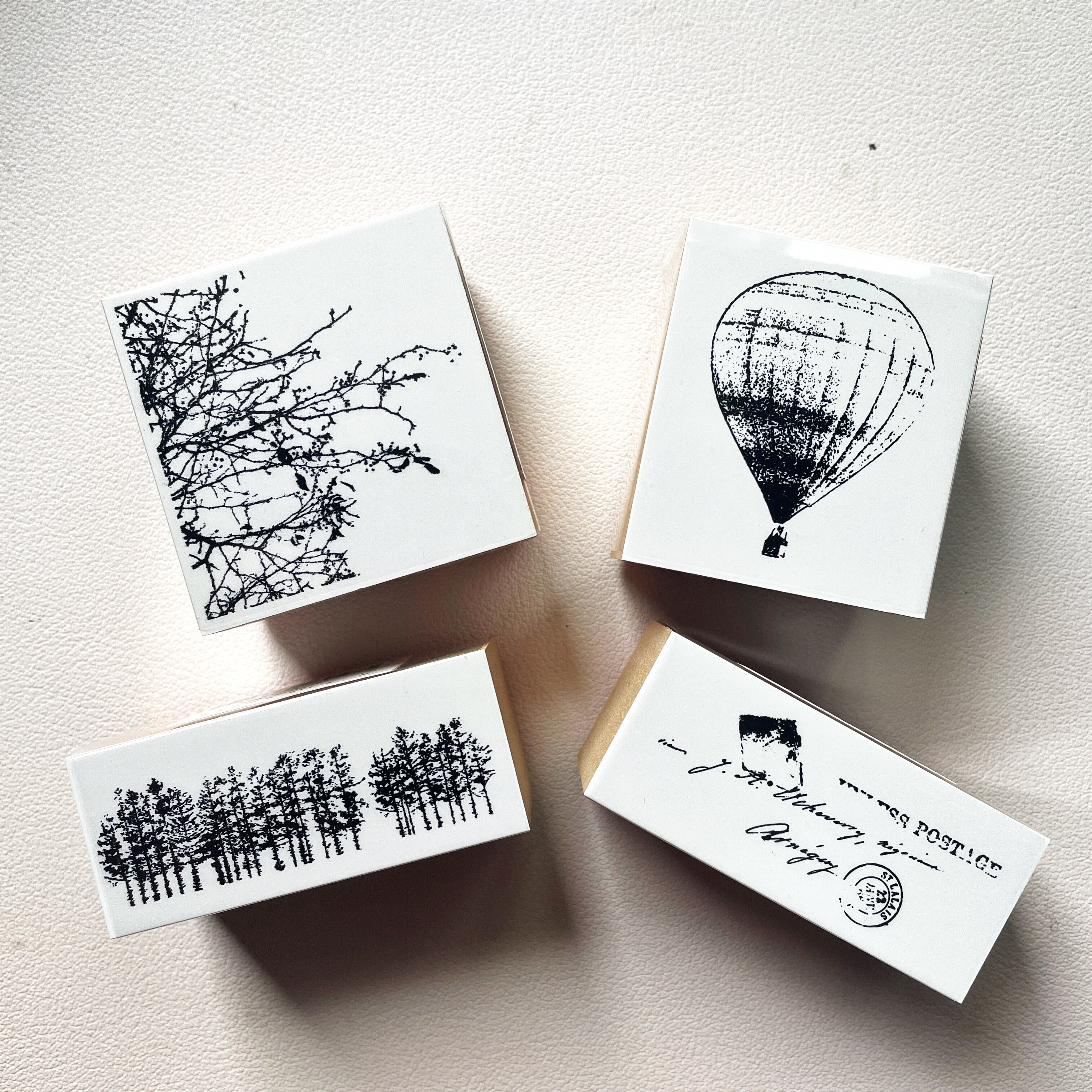 【现货】日本yohaku余白木质复古风印章热气球摩天轮森林手帐印章