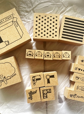 【现货】日本Stamp Marche木质印章合集 手帐日常生活咖啡花边