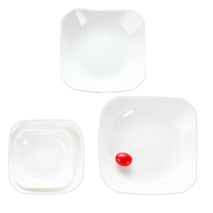 骨瓷八角方形汤盘欧式菜盘陶瓷盘简约家用饭盘金边盘子定制中式盘