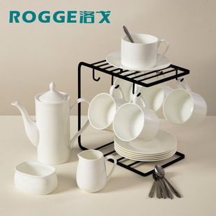 ROGGE洛戈咖啡杯碟套装骨瓷杯子商用美式陶瓷水杯拿铁办公杯勺
