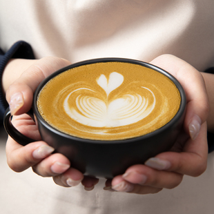 ROGGE洛戈陶瓷咖啡杯碟专业拿铁艺术拉花杯压纹280ml商用家用