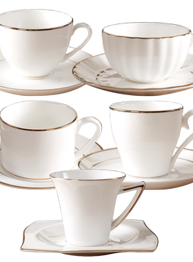 骨瓷欧式简约金边茶具logo咖啡杯