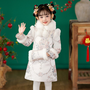 女童旗袍连衣裙冬装洋气2025新款儿童国风公主裙小女孩拜年服
