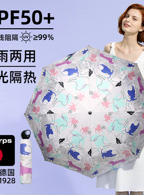 knirps德国手动三折折叠太阳伞黑胶涂层防晒遮阳伞防紫外线Floyd