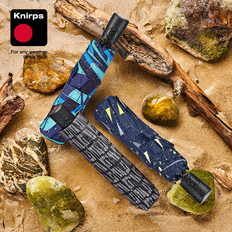 knirps全自动伞女防风伞三折折叠伞男款商务伞大号双人伞黑色雨伞