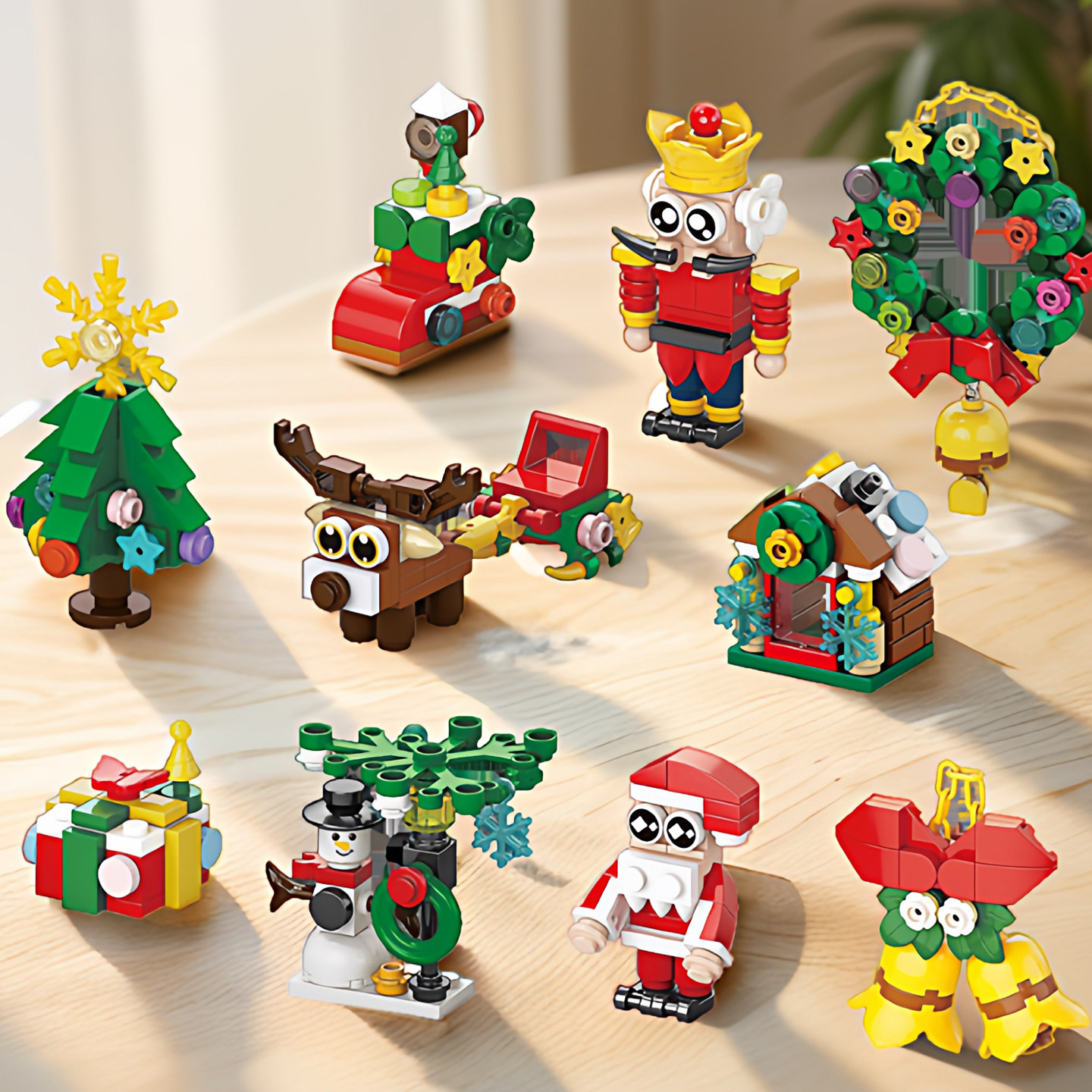新款儿童圣诞节拼装积木男孩益智玩具圣诞树拼插组装模型盲盒礼物