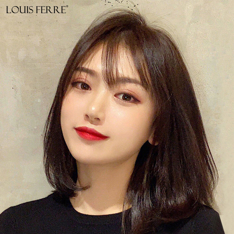 假发女长发真发全头套式自然递针层次锁骨全真人发丝中短发假发套
