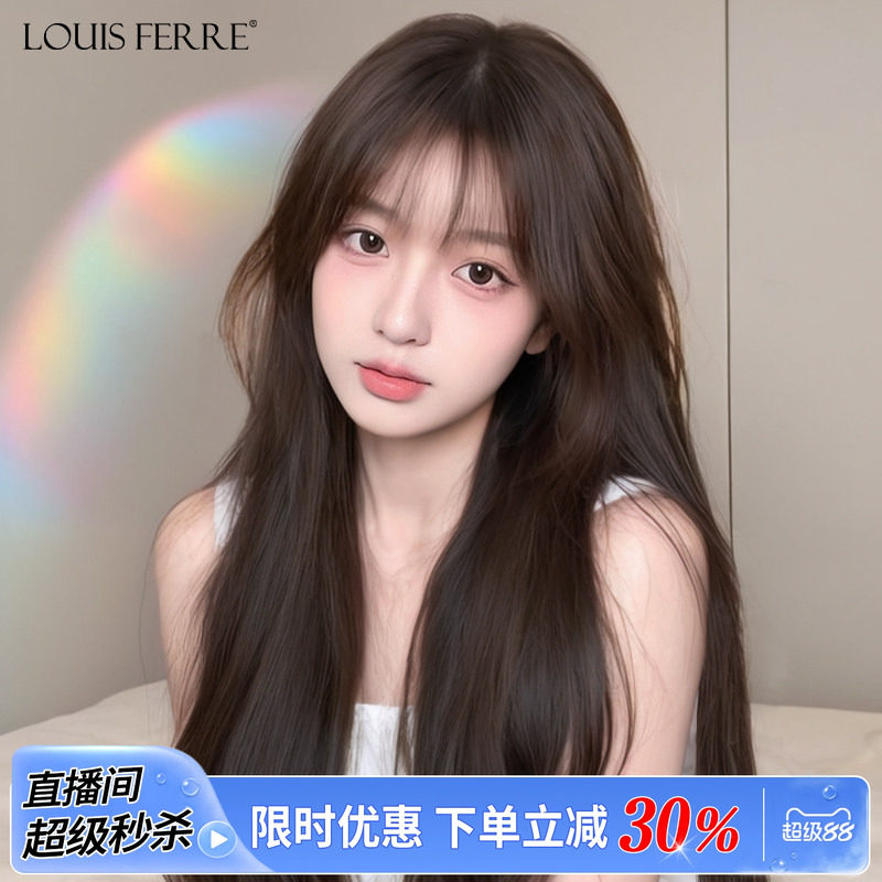 假发女全头套真发黑长直全真人发丝自然递针空气漫画刘海假发套