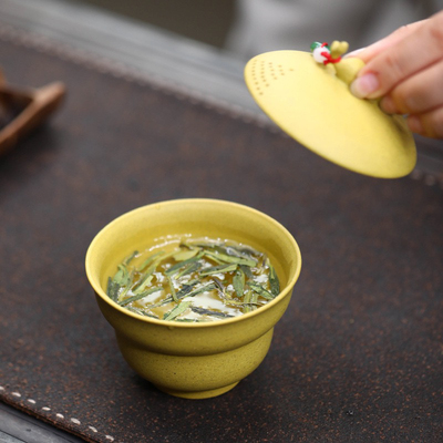 宜兴原矿紫砂杯盖碗品茗杯主人杯葫芦蝴蝶杯个人专用功夫茶杯茶具