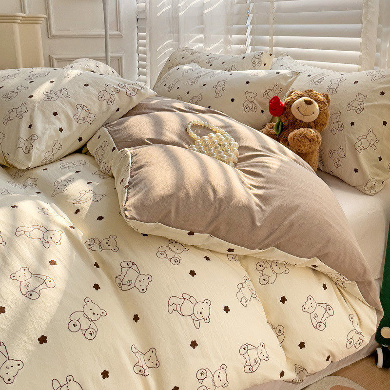 母婴双层水洗棉麻四件套级纱被套宿舍床单三件套家用床品床笠,床上用品,床品套件/四件套/多件套,淘宝优惠券,粉丝福利购,淘宝优惠卷