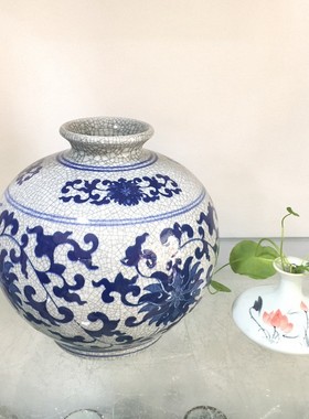 景德镇中式摆件陶瓷花插家居仿古工艺品美人瓶花插青花瓷花瓶摆件