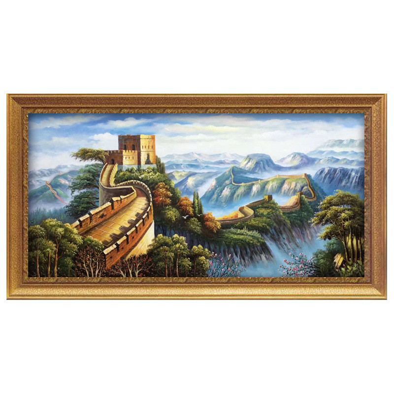山水画万里长城靠山图挂画国画办公室背景装饰画中堂风水客厅招财