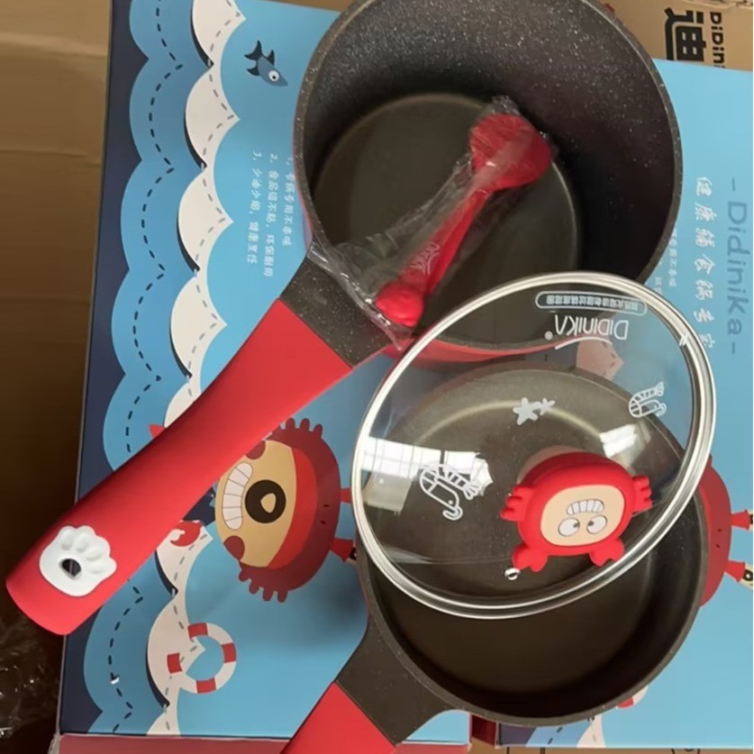 热销迪迪尼卡didinika动物世界宝宝辅食锅煎煮一体不粘锅煎锅/奶