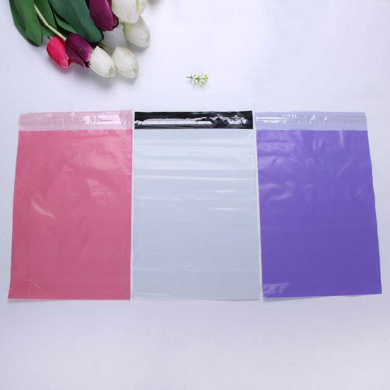 热销热销粉色快递袋子彩紫色打包服装袋白色包装袋加厚14丝防爆边