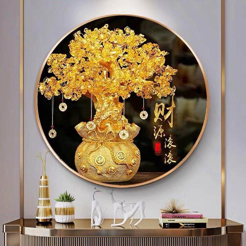 钻石画满钻新款2025发财摇钱树5d贴钻十字绣财源滚滚圆形客厅餐厅