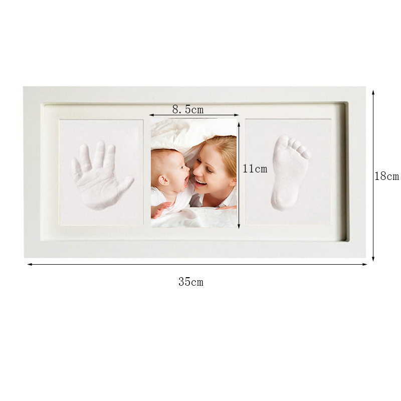 纪念品手足印新生儿黏土相框宝宝手印泥木质相框数字字母板相框