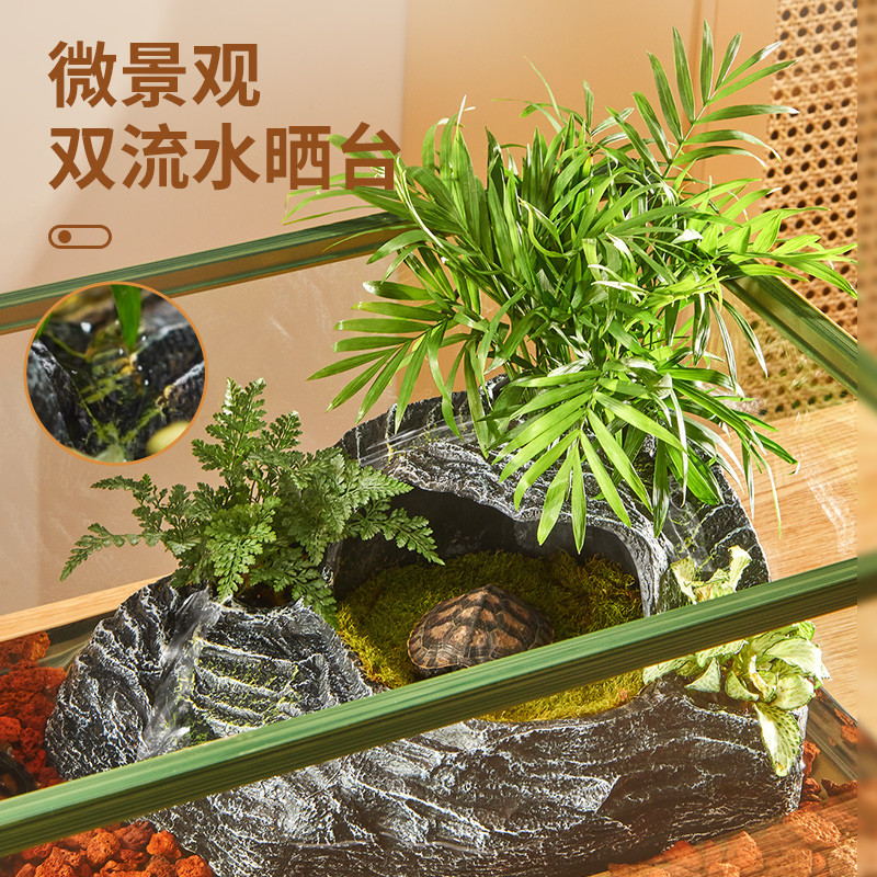 热销生态缸超白玻璃带晒台别墅鱼龟混养缸小型客厅家用乌龟饲养乌