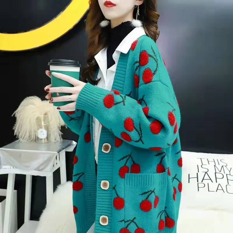 慵懒风毛衣女2024秋冬装新款韩版很仙的宽松甜美开衫