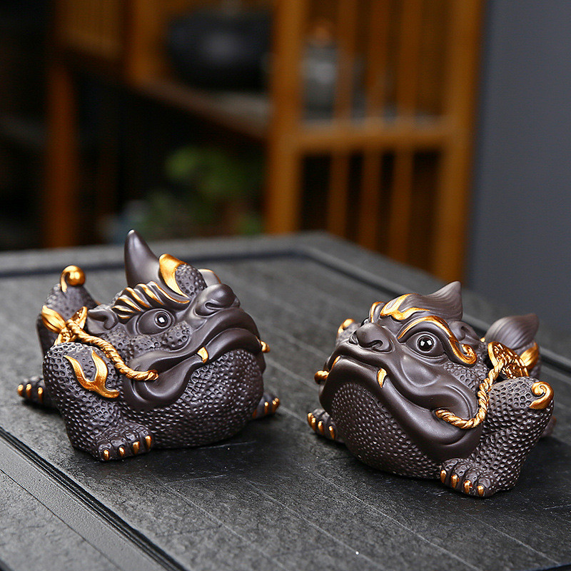 热销紫砂招财金蟾茶宠摆件精品可养茶具配件茶玩茶桌茶台蟾蜍宠物