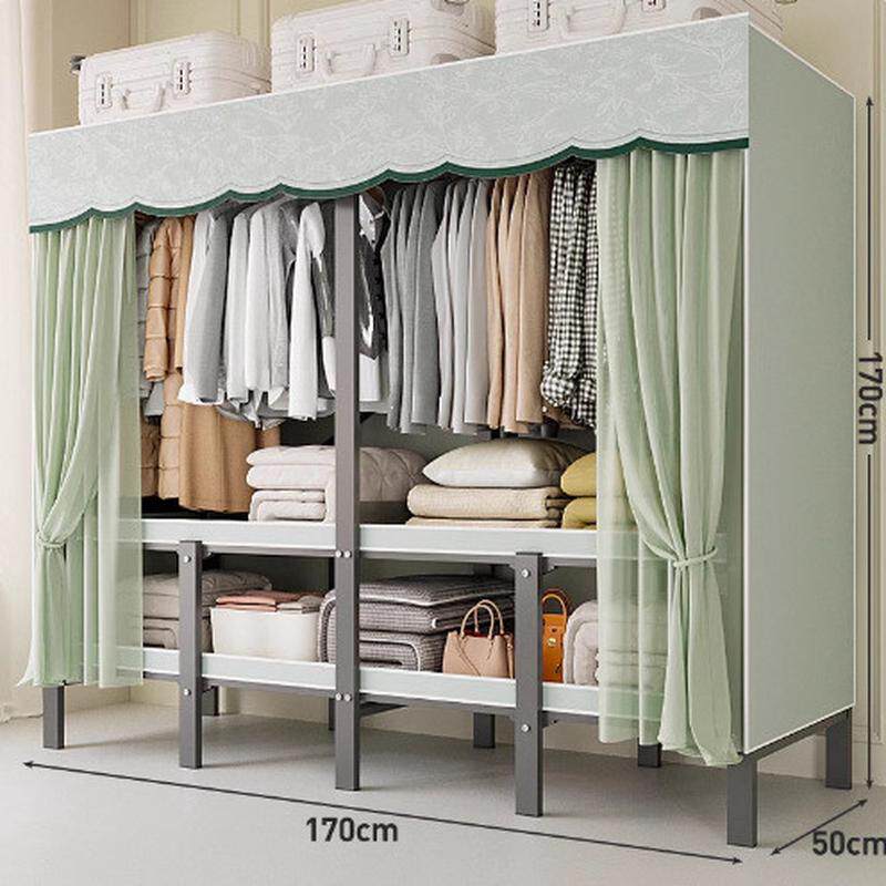 耐用家用卧室挂衣架结实衣帽架落地简易衣柜折叠免安装衣服置物架