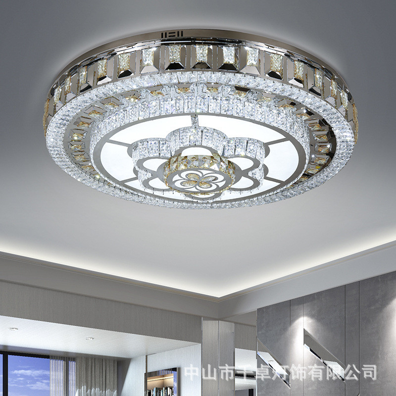 客厅灯长方形不锈钢吸顶灯卧室灯餐厅灯简约现代水晶灯厂家直销