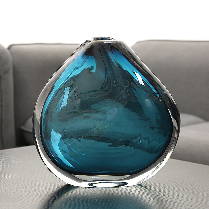 热销现代简约设计玻璃透明花瓶异形插花花器创意软装不规则装饰摆