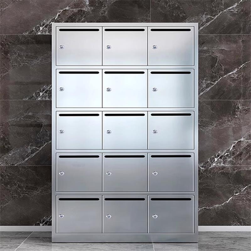 热销挂墙收纳信报箱小区室外落地不锈钢带锁多门快递信件投递柜子