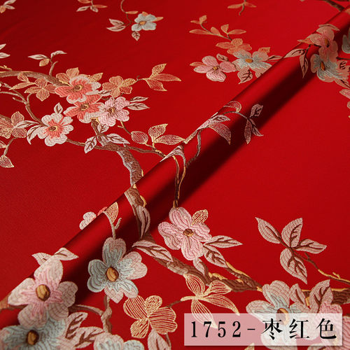 批发新中式花鸟高精密提花布料客厅沙发布抱枕靠垫套桌旗窗帘卧室