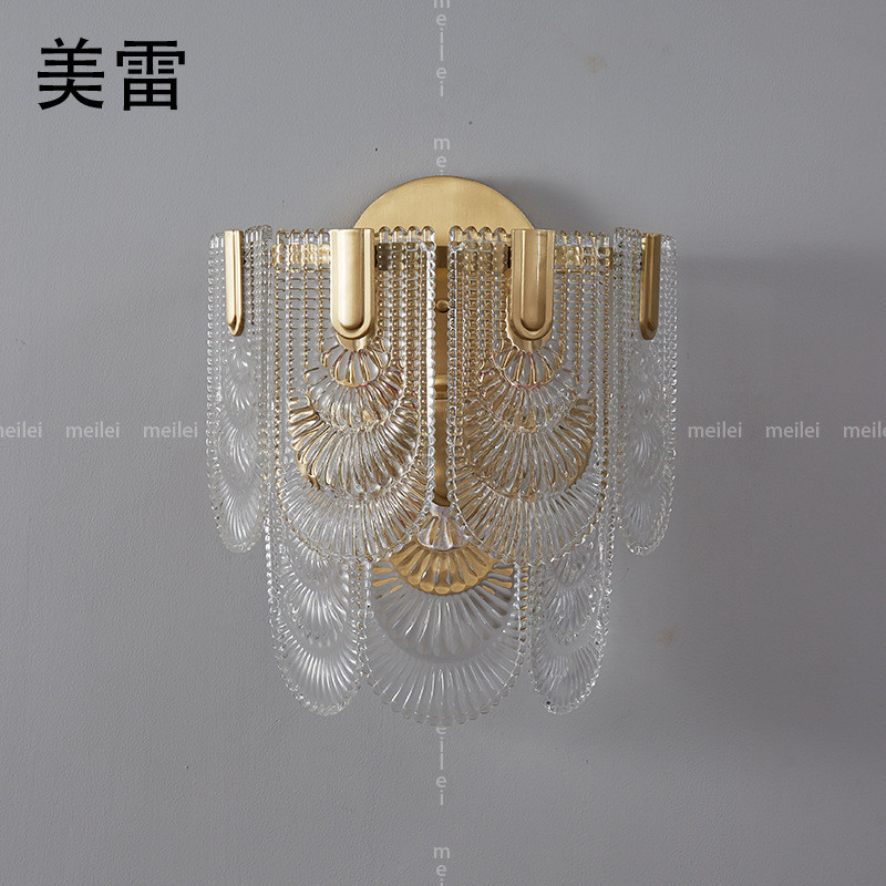 香槟金壁灯客厅轻奢水晶创意个性卧室床头灯北欧现代简约过道灯饰